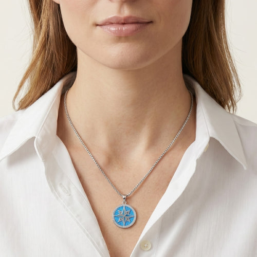 Blue opal compass pendant
