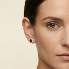 Stříbrné náušnice s rubínovou svatozáří