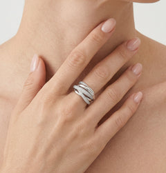 Massive twist sterling silver ring