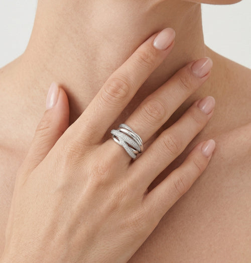 Massive twist sterling silver ring