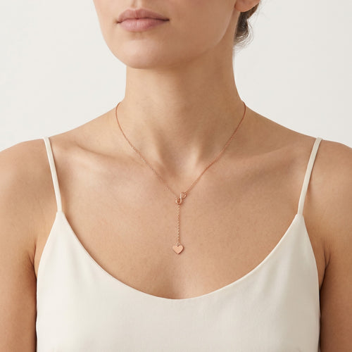 Unique rose gold heart and infinity necklace