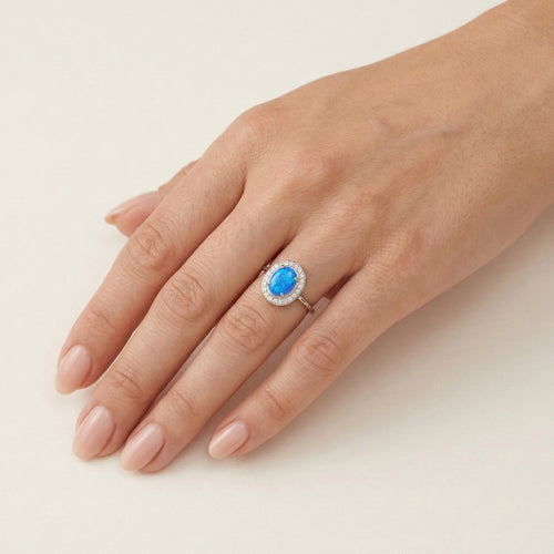 Vintage royal blue opal ring