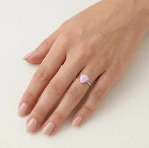 Pear rose opal ring