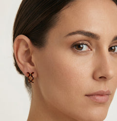 Garnet marquise drop earrings with dancing butterflies