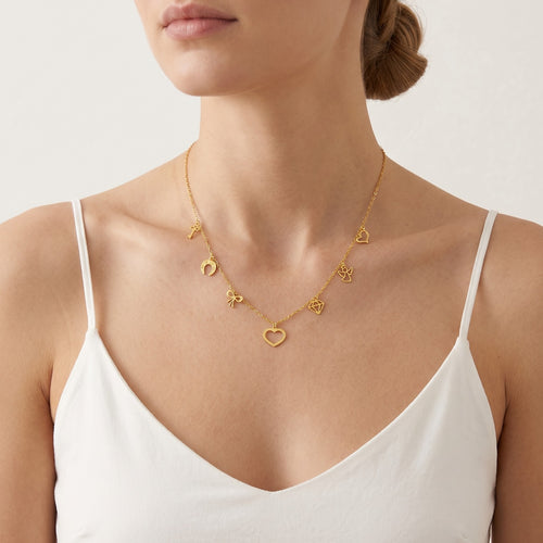 Gold necklace with symbols