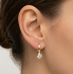 Bezel gold cubic zirconia earrings