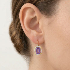 Halo emerald amethyst earrings