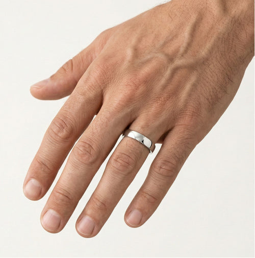 Bagues de mariage en or blanc poli brillant