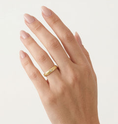Matte yellow gold wedding ring with line detail
