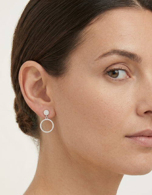 Boucles d’oreilles puces cercle pendentif en zircon cubique