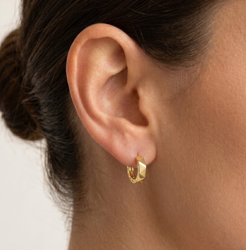 Cubic huggie gold earrings