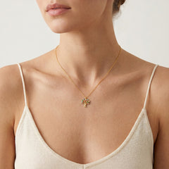 Nádherný zlatý náhrdelník s stromem a barevnými kameny