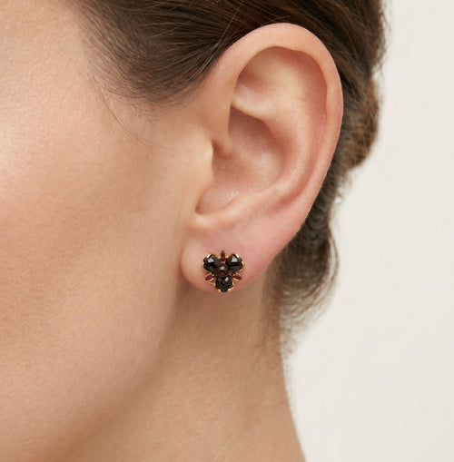 Sophisticated garnet omega back earrings