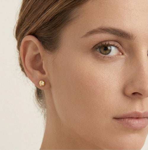 Round gold plated silver stud earrings
