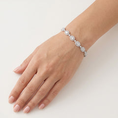 Pulsera halo de plata esterlina con zirconia