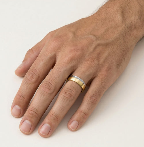 Sparkling dual tone gold wedding ring