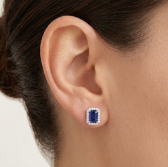 Royal white gold sapphire diamond earrings