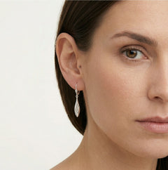 White gold drop earrings with matte