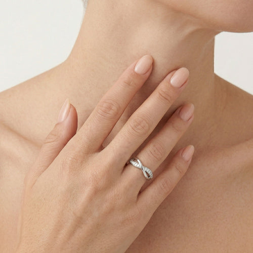 Infinity silver cubic zirconia ring