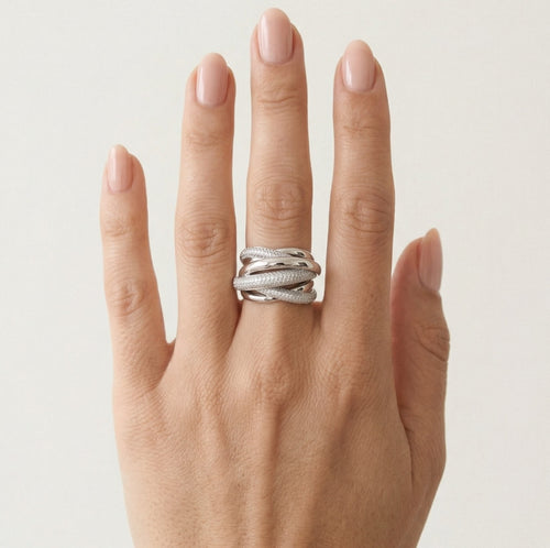 Bague torsadée massive en argent sterling