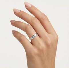White gold ring with high polished finish