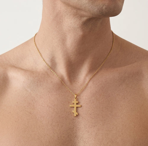 Gold orthodox cross pendant