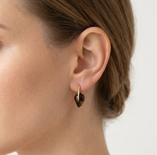 14kt gold leaf garnet earrings