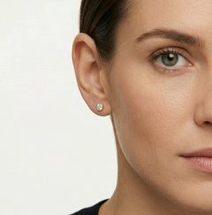 Bezel gold stud screwback earrings