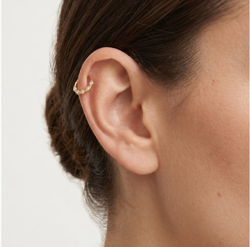 Stilvolles Gelbgold-Hoop-Piercing mit Zirkonia