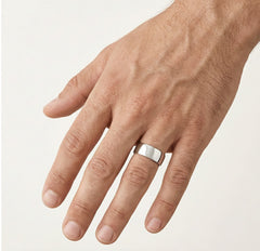 Dicker klassischer Weißgoldring