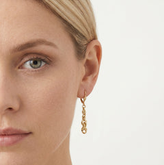 Broad brillo valis yellow gold dangling earrings