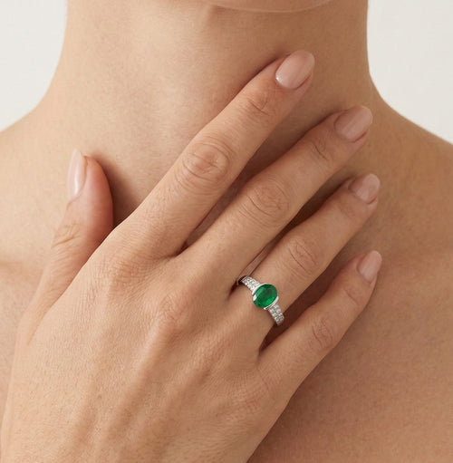 Semi bezel jade ring