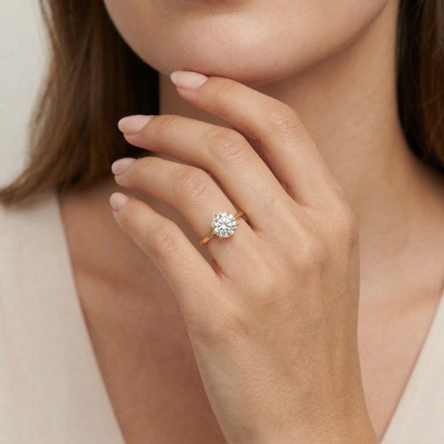 Round brilliant cut cubic zirconia ring