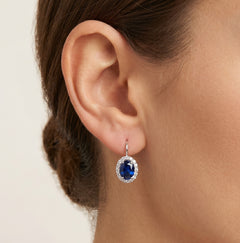 Sapphire drop earrings in white gold