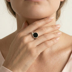 ClasBague classique en onyx noir pour hommesic black onyx ring for men