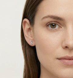 Infinity cubic zirconia studs white gold earrings