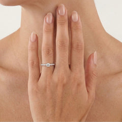 Six prong cubic zirconia ring