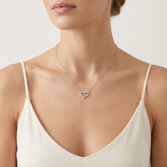 Heart and infinity silver necklace