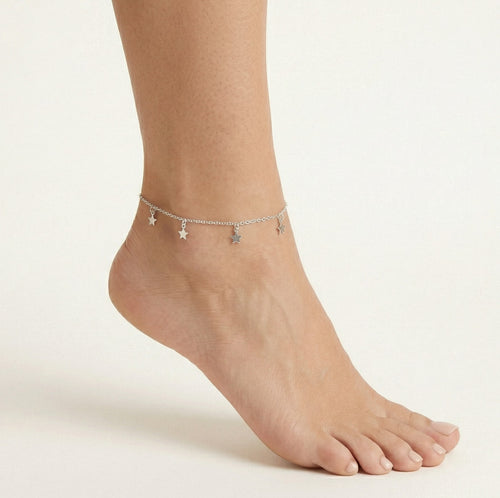 Silver ankle bracelet with star charms