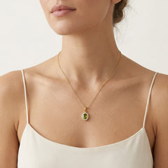 Radiant Majesty in Yellow Gold with Moldavite and Cubic Zirconia