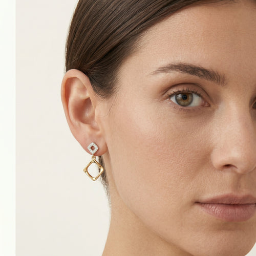 Unique gold earrings with diamonds