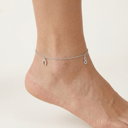 Pulsera de cadena de plata de ley con colgantes
