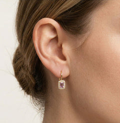 Pendientes Halo de Amatista Rectangular.