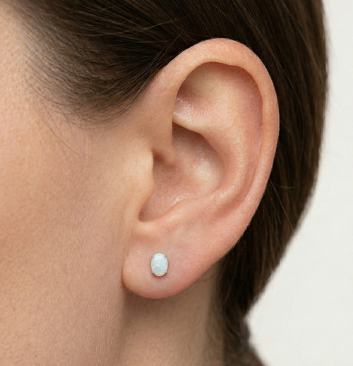 Náušnice s bílým opálem