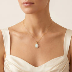 Gold Pendant with White Opal