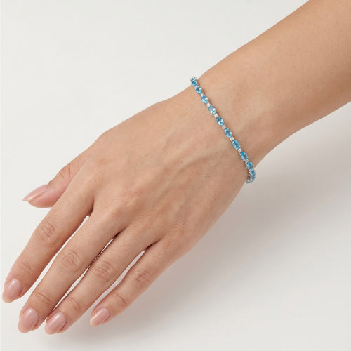 Pulsera tennis de plata con topacio y cubic zirconia.