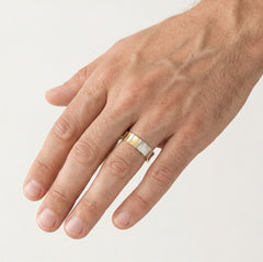 Bagues moitié or jaune, moitié or blanc