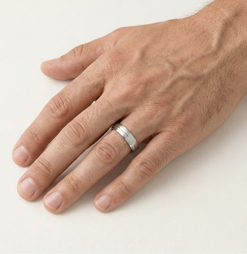 Stylová sada snubních prstenů z bílého zlata