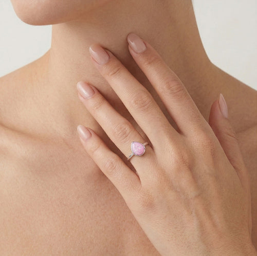 Pear rose opal ring