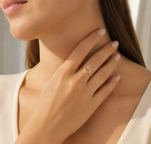 Yellow Gold Pavé Heart Ring